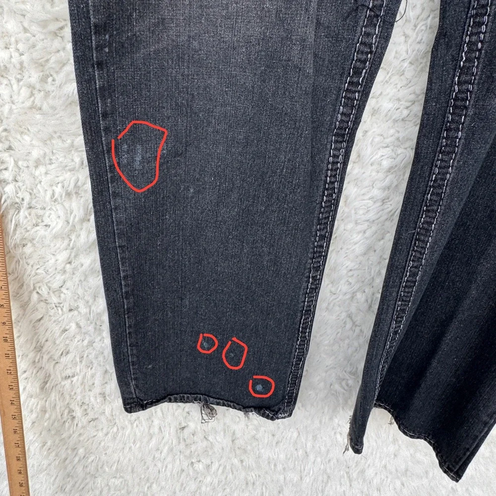 True Religion Mens Jeans Size 40 Black Straight Leg‎ Distressed Y2K USA *READ*